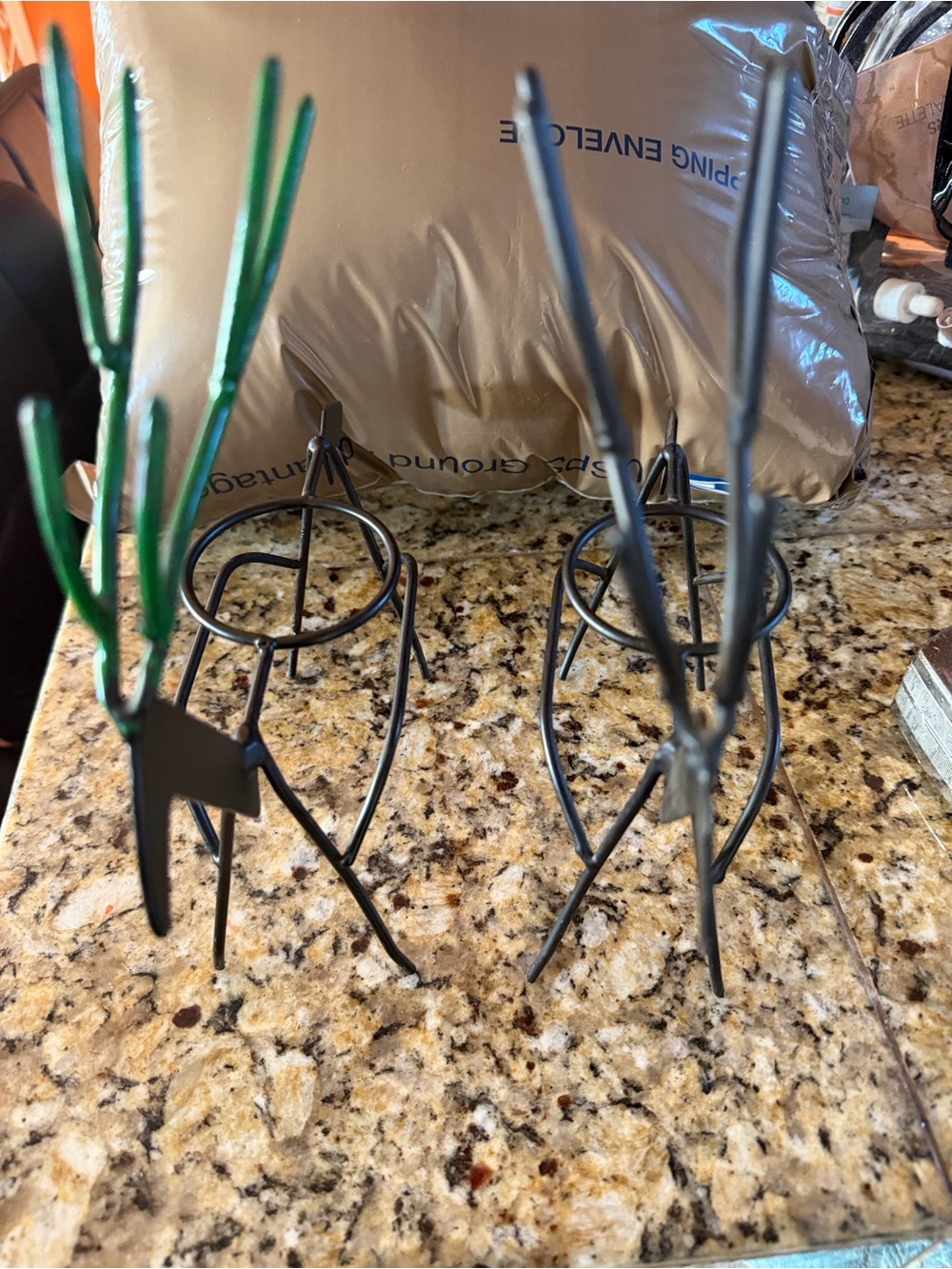 Decorative Metal Reindeer’s Candle  Holders - Black & Green